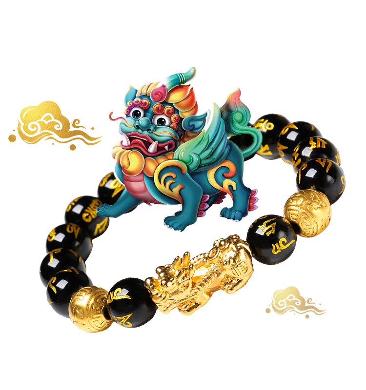 New Pixiu Feng Shui Beads Bracelet Obsidian Stone Bracelet