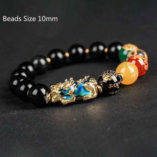 New Pixiu Feng Shui Beads Bracelet Obsidian Stone Bracelet