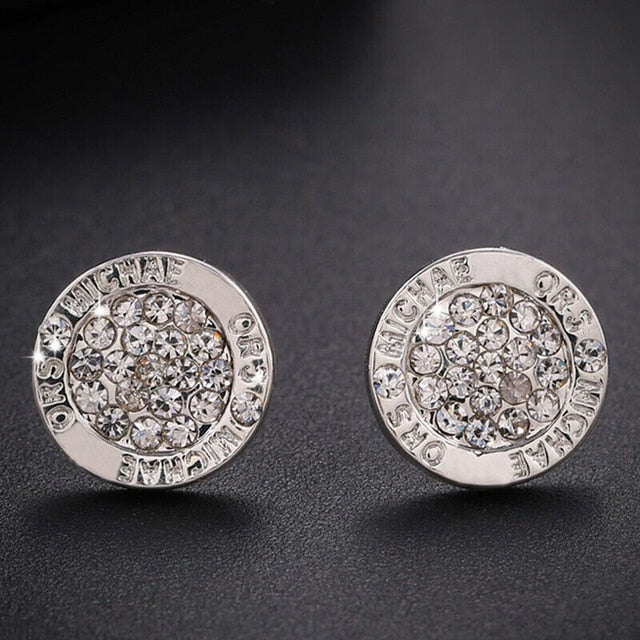 Carving Letters Inlay Small Zircon Earring