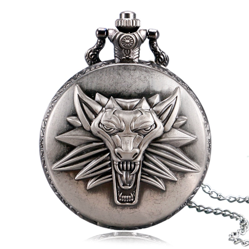 Bronze/Grey Black Roar Lion Full Hunter Necklace Pocket Watches