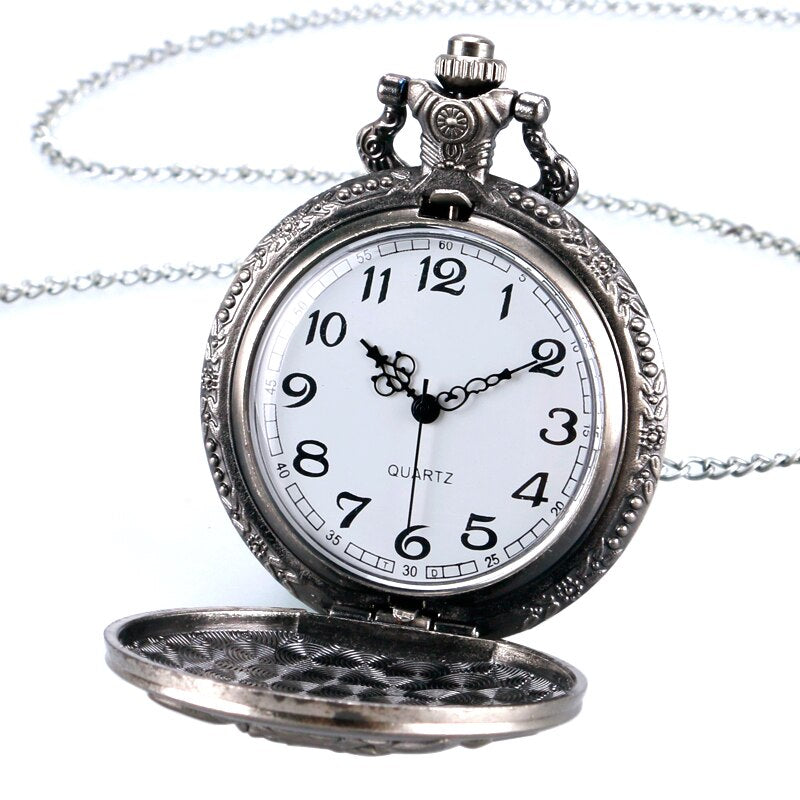 Bronze/Grey Black Roar Lion Full Hunter Necklace Pocket Watches