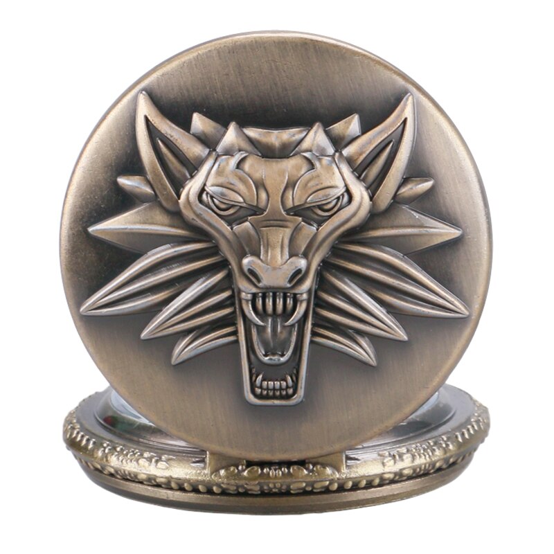 Bronze/Grey Black Roar Lion Full Hunter Necklace Pocket Watches