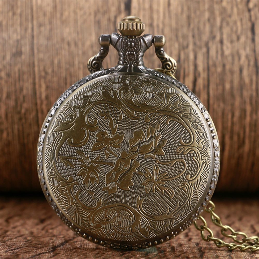Bronze/Grey Black Roar Lion Full Hunter Necklace Pocket Watches