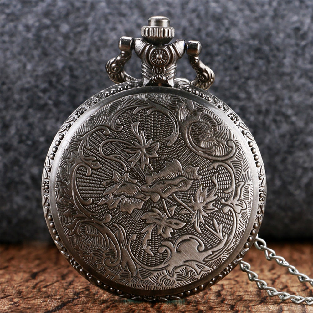 Bronze/Grey Black Roar Lion Full Hunter Necklace Pocket Watches