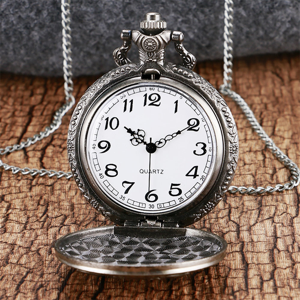 Bronze/Grey Black Roar Lion Full Hunter Necklace Pocket Watches