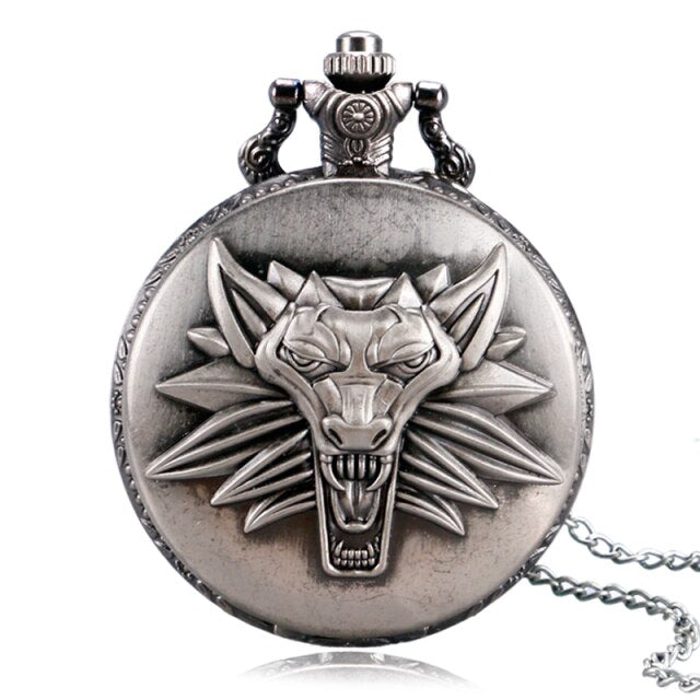 Bronze/Grey Black Roar Lion Full Hunter Necklace Pocket Watches
