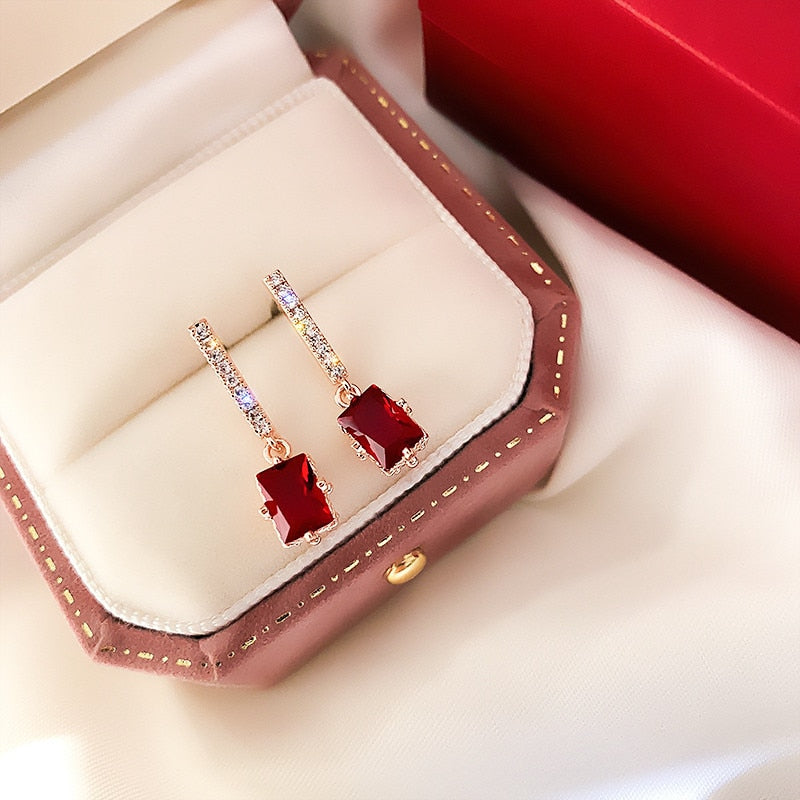 Trendy Round Simple Crystal Dangle Earrings