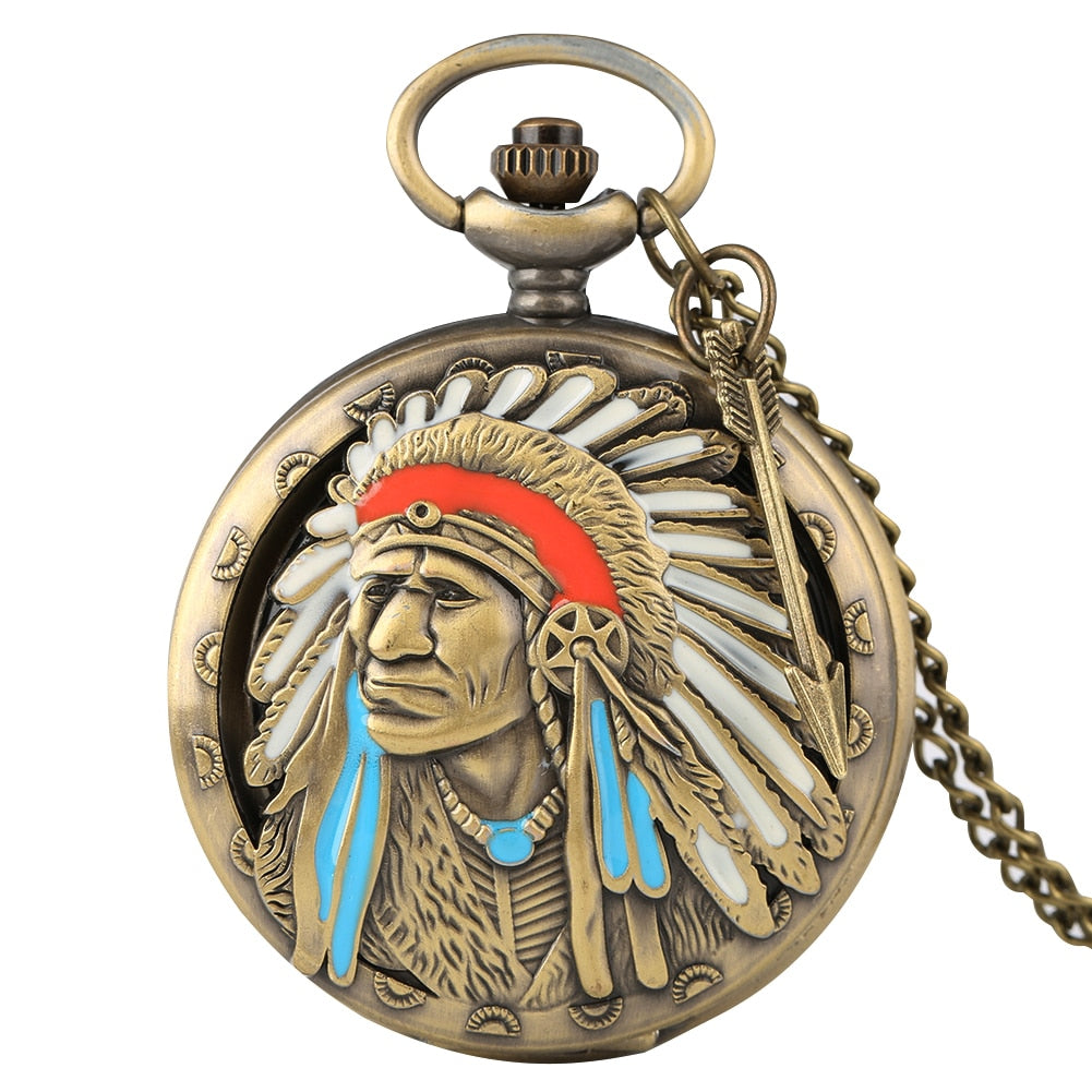 Colorful Portrait Design Quartz Fob Pocket Watch