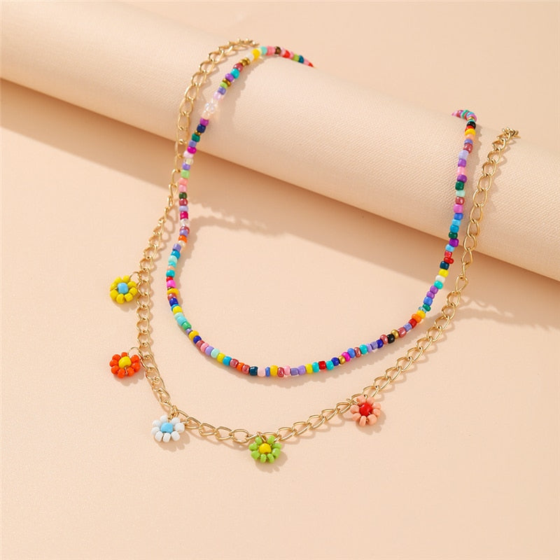 Bohemian Colorful Bead Shell Necklace
