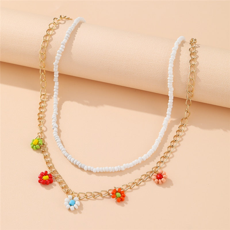 Bohemian Colorful Bead Shell Necklace