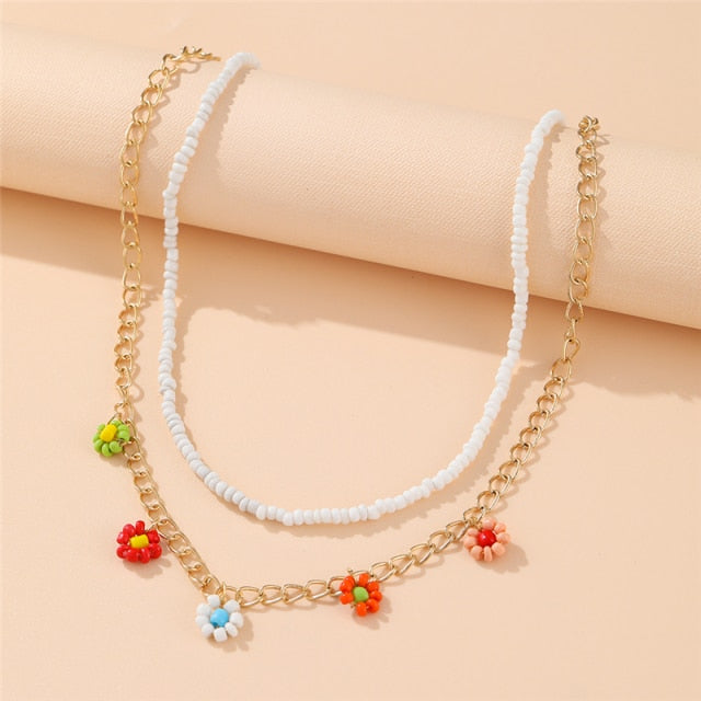 Bohemian Colorful Bead Shell Necklace