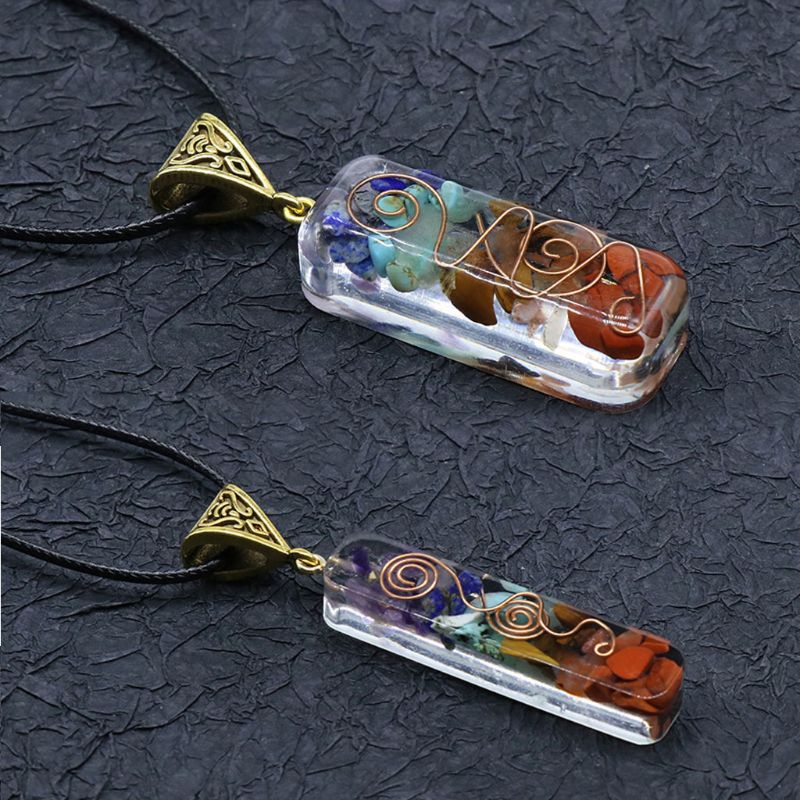 7 Chakras Crystals Stones Orgone Pendant