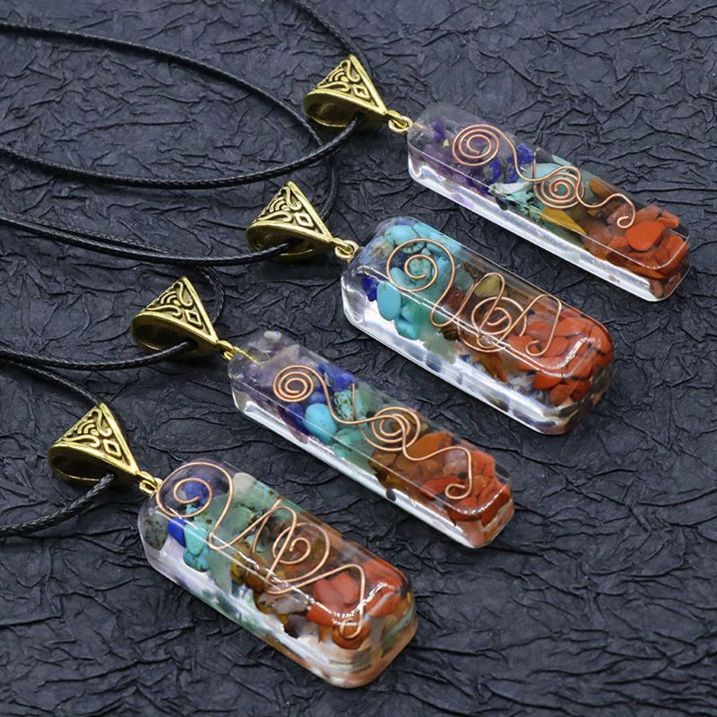 7 Chakras Crystals Stones Orgone Pendant