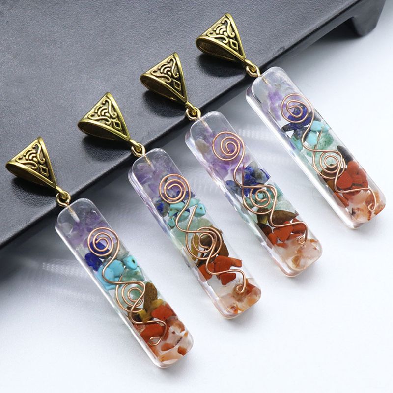 7 Chakras Crystals Stones Orgone Pendant