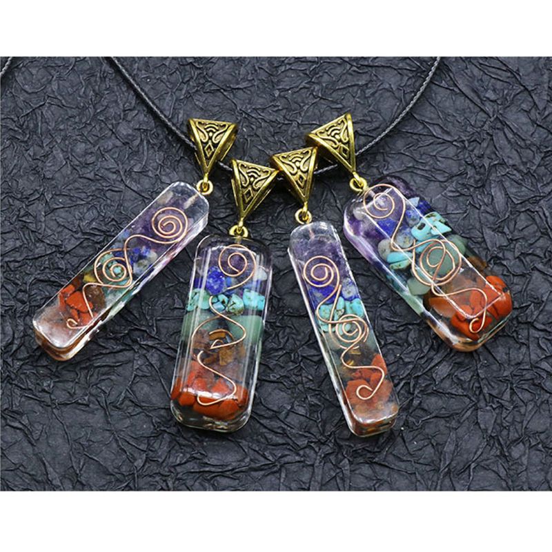 7 Chakras Crystals Stones Orgone Pendant