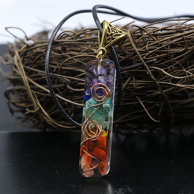 7 Chakras Crystals Stones Orgone Pendant