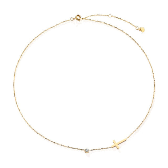 Delicate Petite Sideway Cross Necklaces Pendant