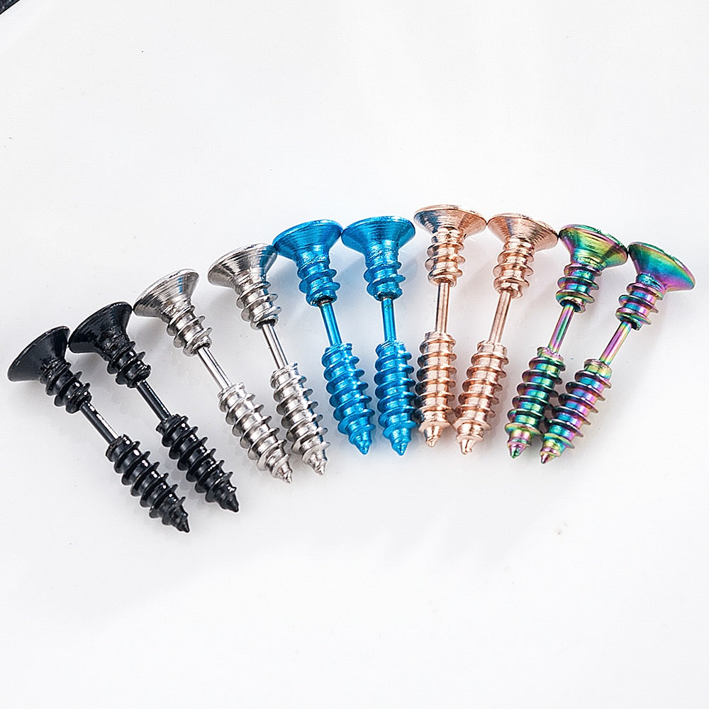 Punk Style Stainless Steel  5 Colors Stud Earrings