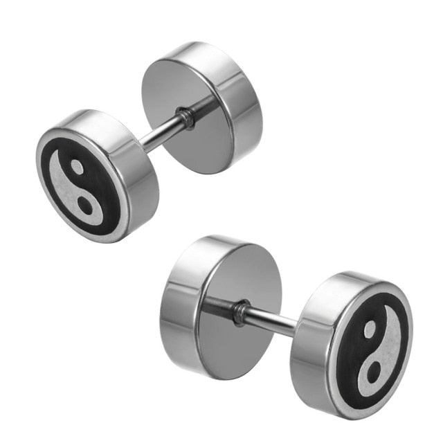 Punk Style Stainless Steel  5 Colors Stud Earrings
