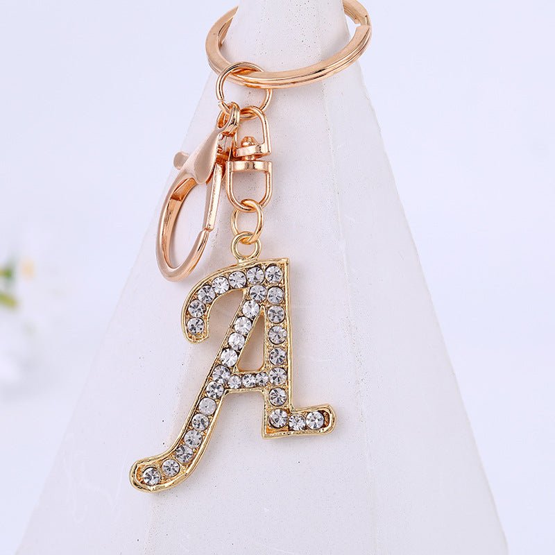 Women Keychain 26 Alphabet Letter Rhinestone Key Ring – Gofaer Finds store!