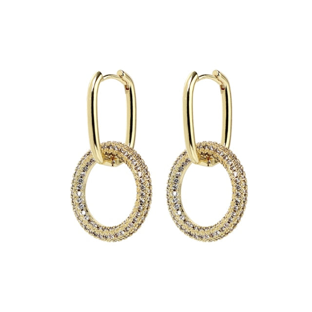 1 Pair fashion gold geometric Oval Rectangle hoop earrings