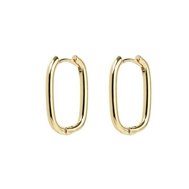 1 Pair fashion gold geometric Oval Rectangle hoop earrings