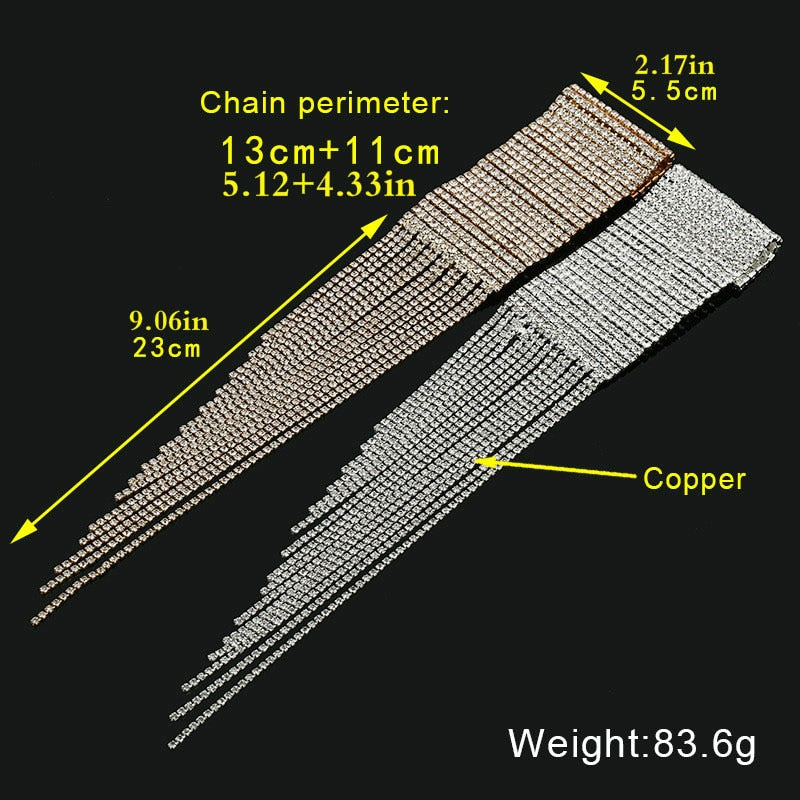 Fashion Long Tassel Rhinestone Bracelet Hand Jewelry for Women