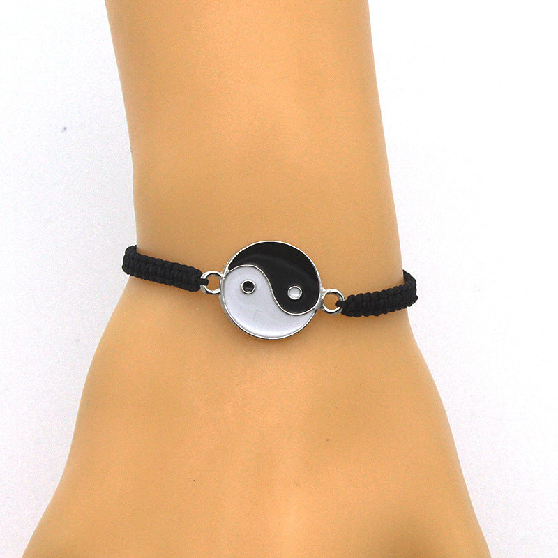 Tai Chi Fengshui Bring Luck Leather Cord Braid Bracelet