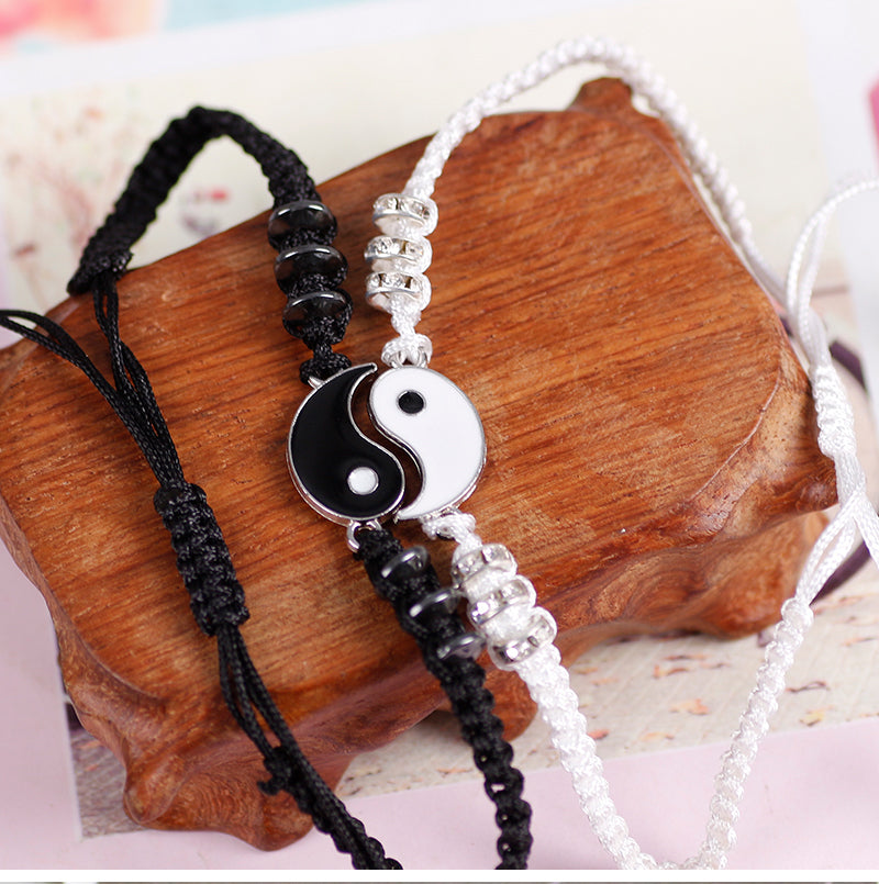 Tai Chi Fengshui Bring Luck Leather Cord Braid Bracelet