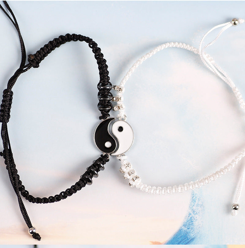 Tai Chi Fengshui Bring Luck Leather Cord Braid Bracelet
