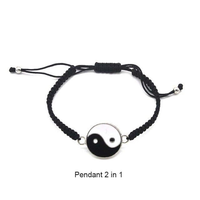 Tai Chi Fengshui Bring Luck Leather Cord Braid Bracelet