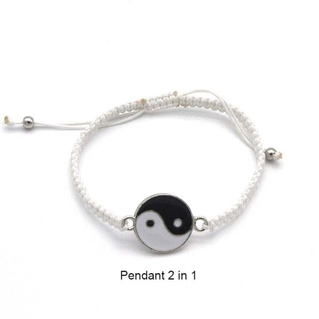 Tai Chi Fengshui Bring Luck Leather Cord Braid Bracelet