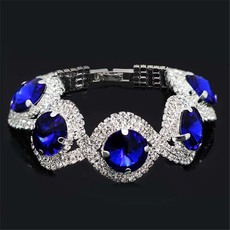 Rhinestone Crystal Jewelry Set Bracelet Earrings Female Set