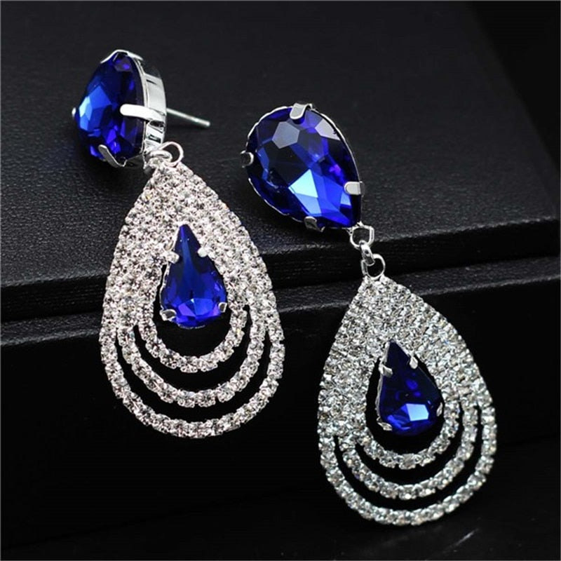Rhinestone Crystal Jewelry Set Bracelet Earrings Female Set