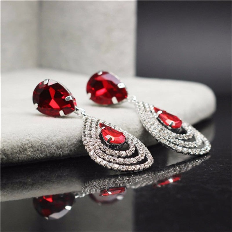 Rhinestone Crystal Jewelry Set Bracelet Earrings Female Set