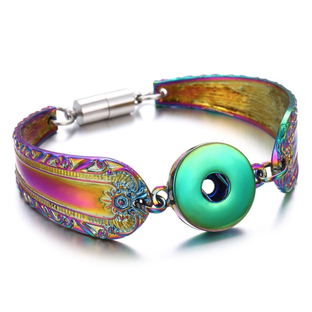Colorful Magnetic Metal 18MM Snap Button Bracelet