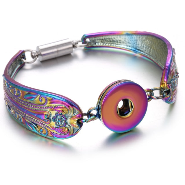 Colorful Magnetic Metal 18MM Snap Button Bracelet
