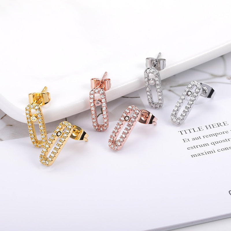 Rose Gold  CZ Love Long Bar Choker Necklace
