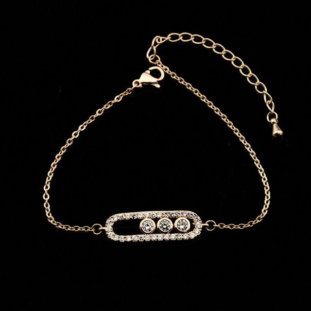 Rose Gold  CZ Love Long Bar Choker Necklace