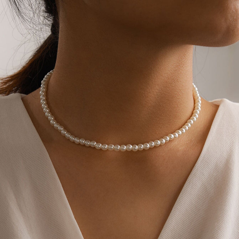 Vintage Imitation Pearl Choker Necklaces