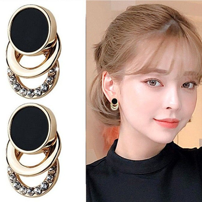 Personality Black Geometric Compact And Simple Temperament Clip on Earrings