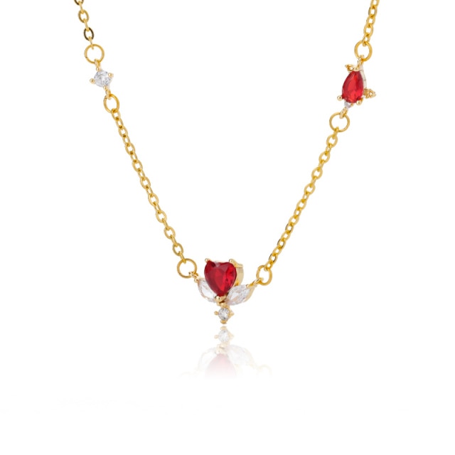 Heart  Gold Chain Zircon Heart Pendant Necklace