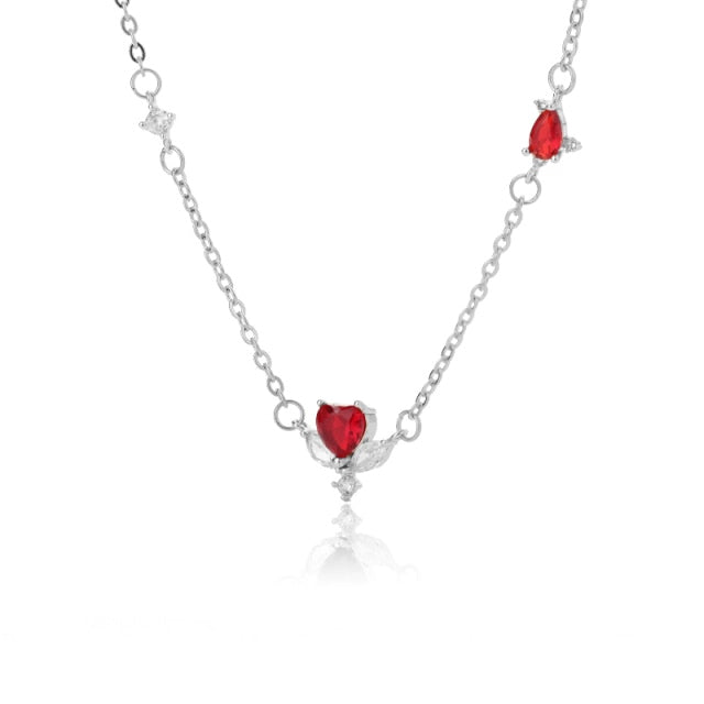 Heart  Gold Chain Zircon Heart Pendant Necklace