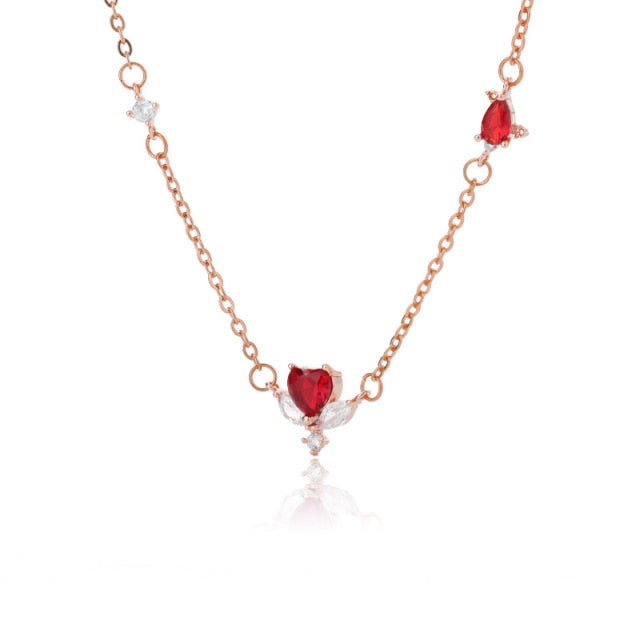 Heart  Gold Chain Zircon Heart Pendant Necklace