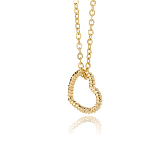 Heart  Gold Chain Zircon Heart Pendant Necklace