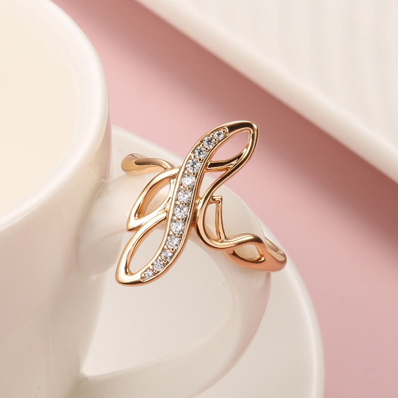 Natural Zircon 585 Rose Gold Tassel Earrings Ring Sets