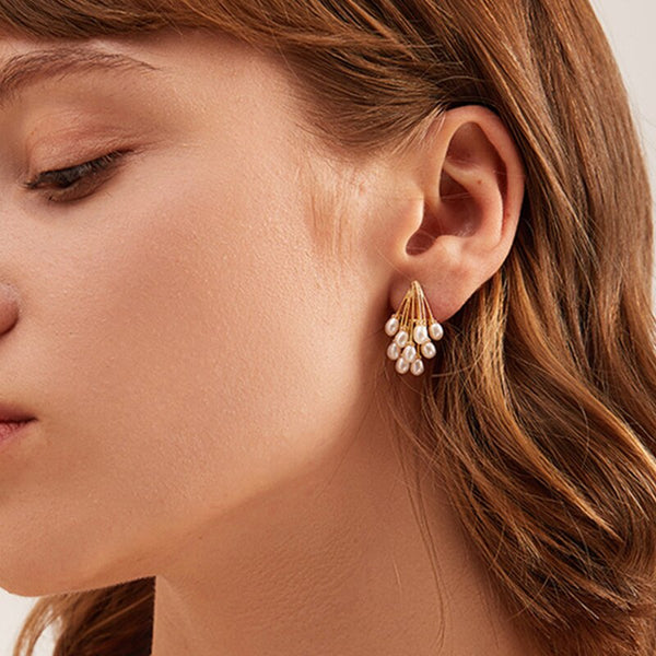 Korean New Fashion Elegant Baroque Pearl Clip on Earrings Non Pierced