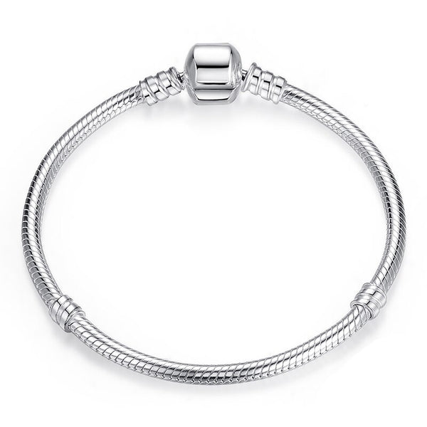 Pulsera con base de cadena de serpiente de color plata de 3 mm