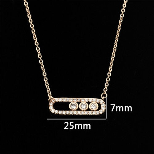 Rose Gold  CZ Love Long Bar Choker Necklace