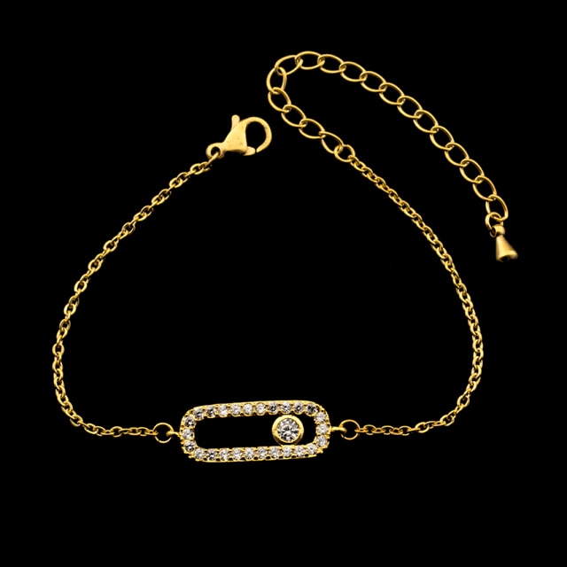 Rose Gold  CZ Love Long Bar Choker Necklace